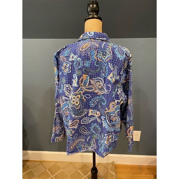 *3/$15 Kim Rogers Women's 2X Multicolor Paisley Long Sleeve Blouse - Picture 6 of 8